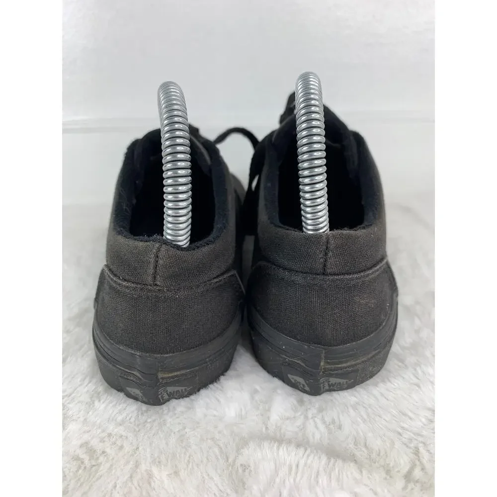 Vans Off The Wall Black Low Lace-Up Canvas Sneakers Youth Size 4